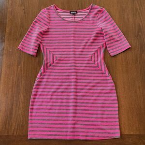 A. Byer Pink & Gray Striped Bodycon Dress